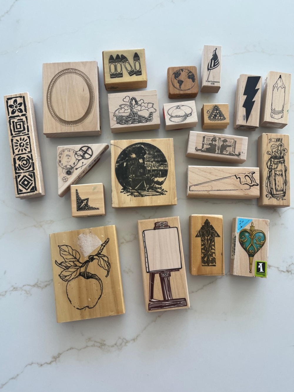 Mixed Wood Rubber Stamp Lot